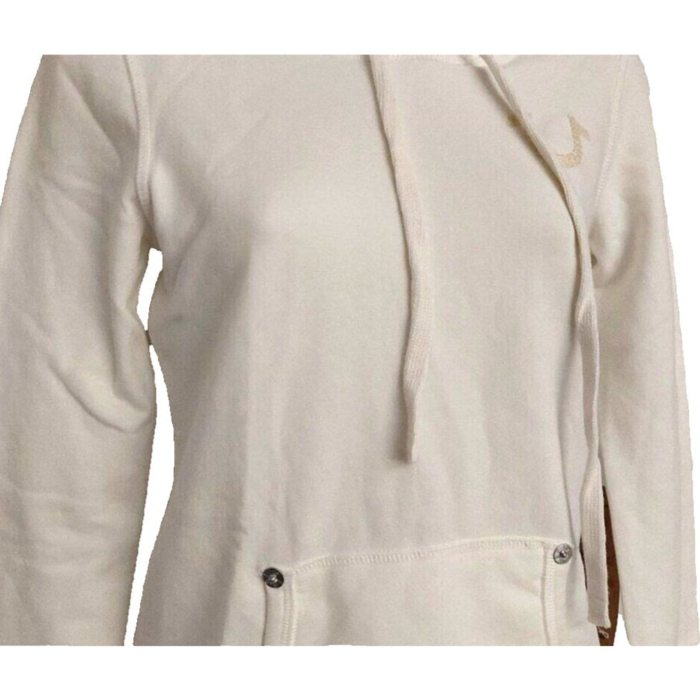 True Religion Brand Jeans Madalyn Cream Off White Hoodie Sweatshirt Size XS $176 - Picture 5 of 12
